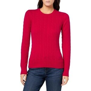 Brooks Brothers Women's Cashmere Wool Cable Crewneck Sweater Fuschia Pink XXS